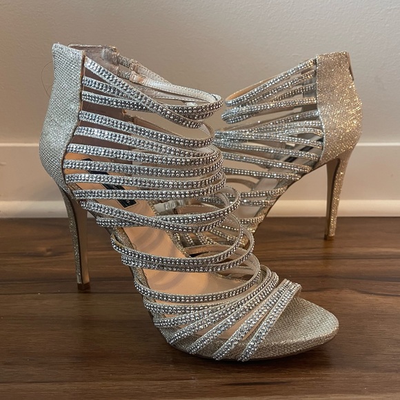 Ellie Shoes Shoes - INC International Concepts Women’s Silver Rhinestone Heels Pumps - 8.5